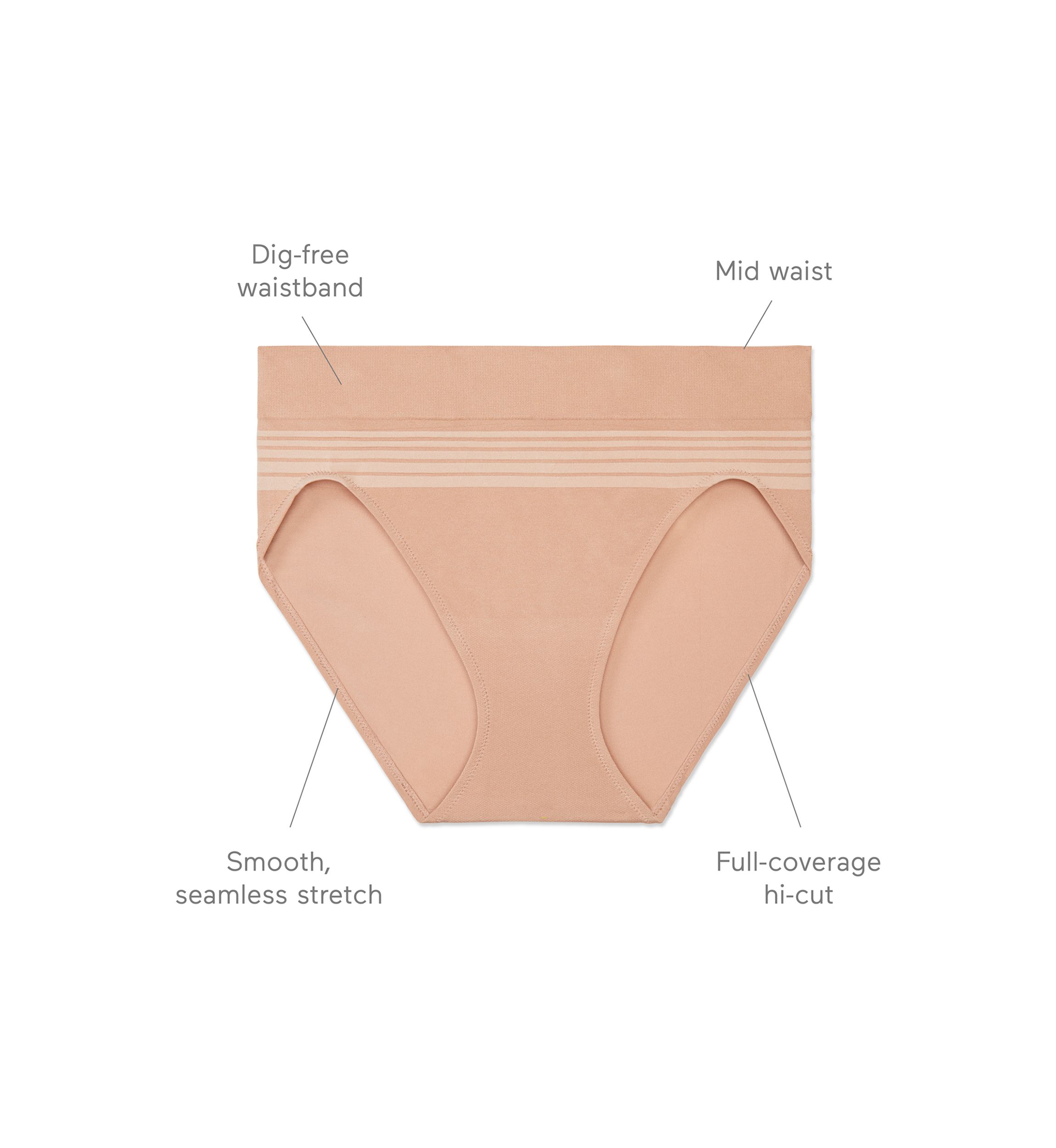 No Pinching, No Problems® Dig-Free Comfort Waist Smooth and Seamless Hi-Cut - RT5501P