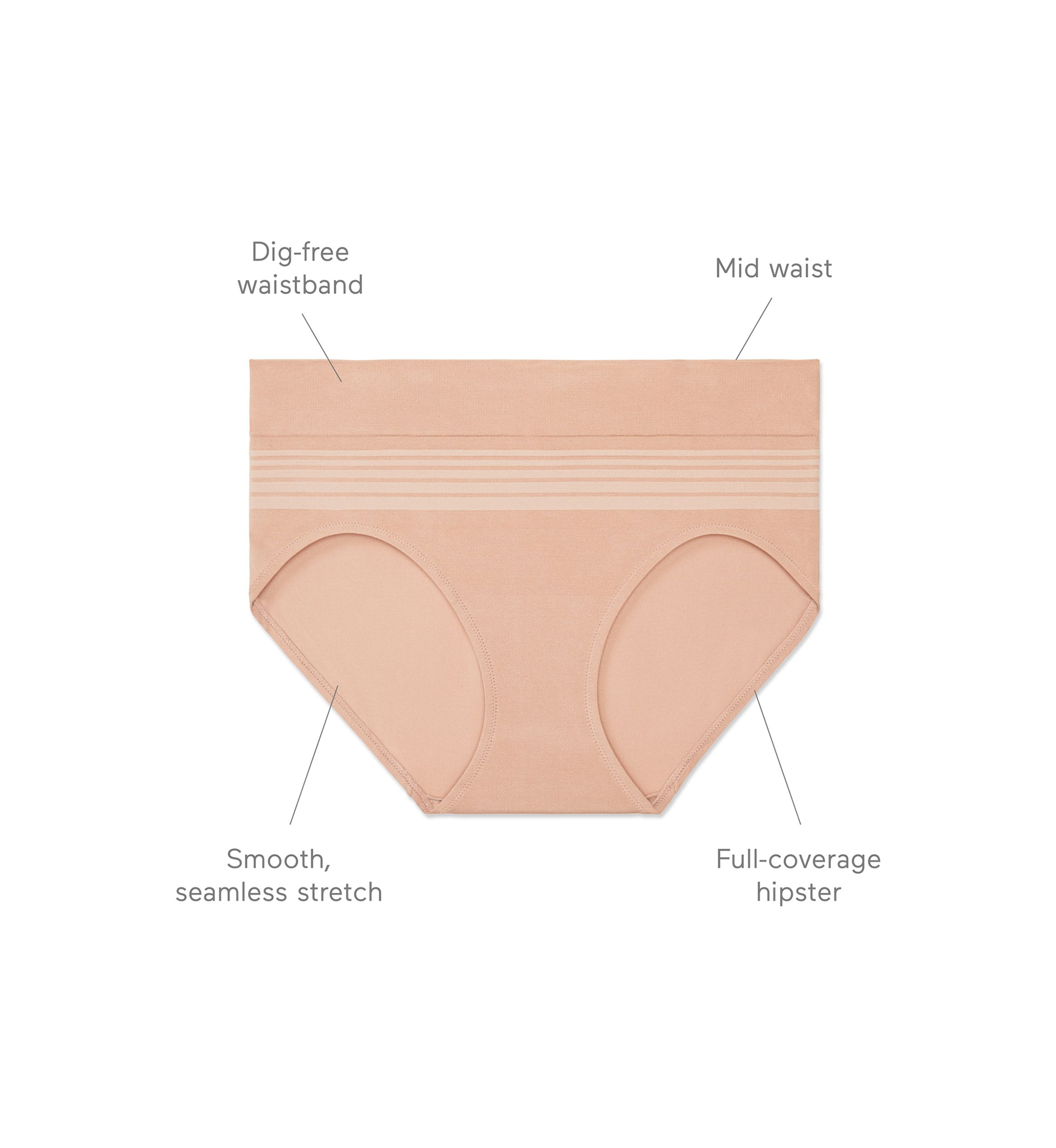 No Pinching, No Problems® Dig-Free Comfort Waist Smooth and Seamless Hipsters - RU0501P