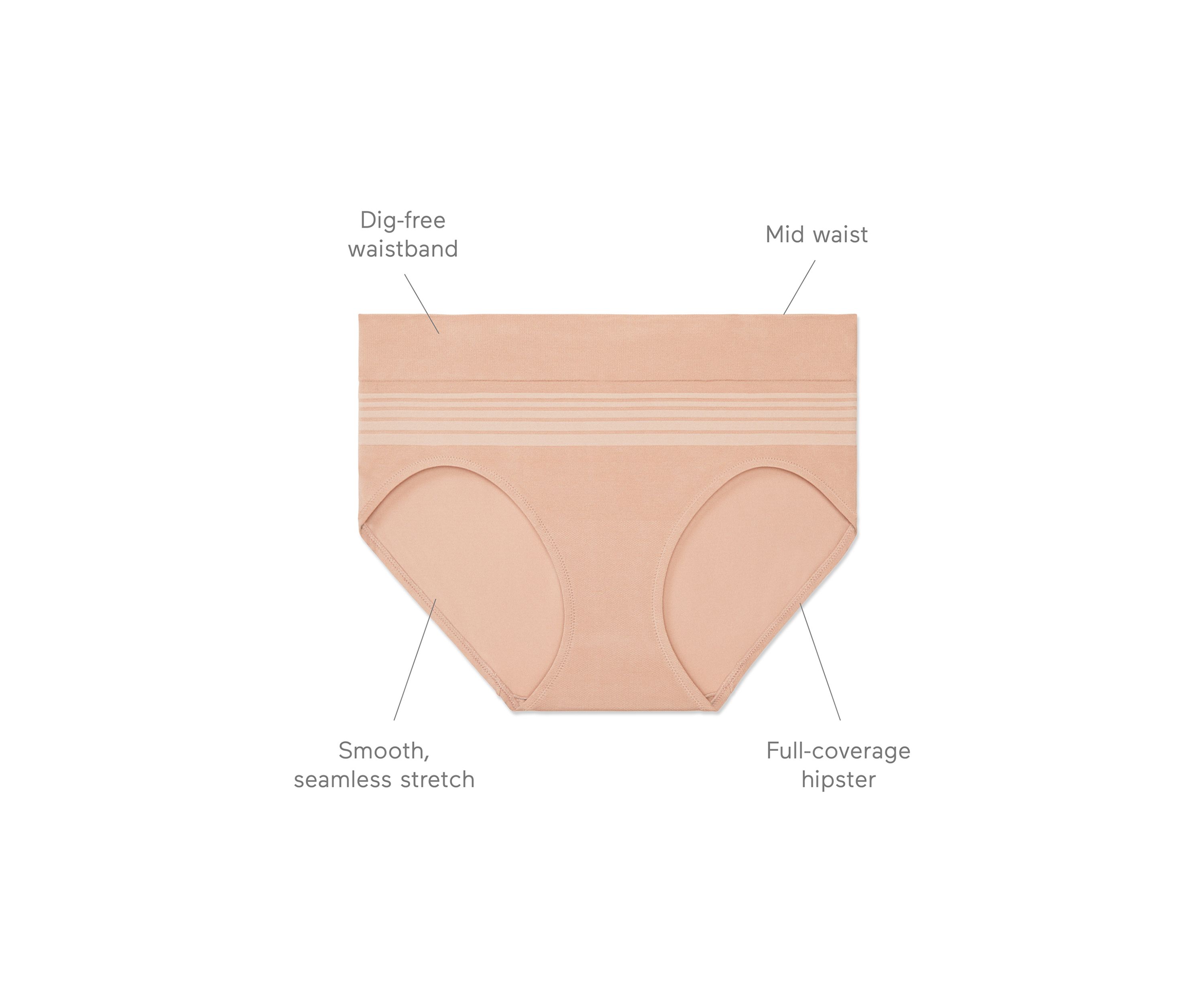 No Pinching, No Problems® Dig-Free Comfort Waist Smooth and Seamless Hipsters - RU0501P