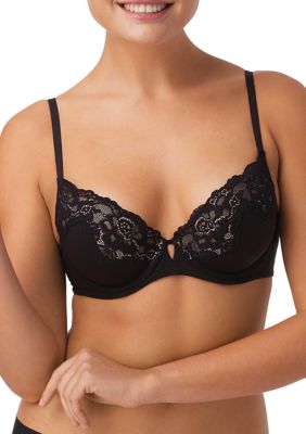 Maidenform Pure Comfort Lace Bra, Stretchy Underwire Demi Bra, Convertible  Lace Underwire Bra for Everyday Comfort, Black, 34B at  Women's  Clothing store