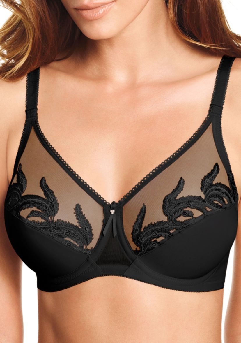 Underwire Feather Embroidery Bra - 85121