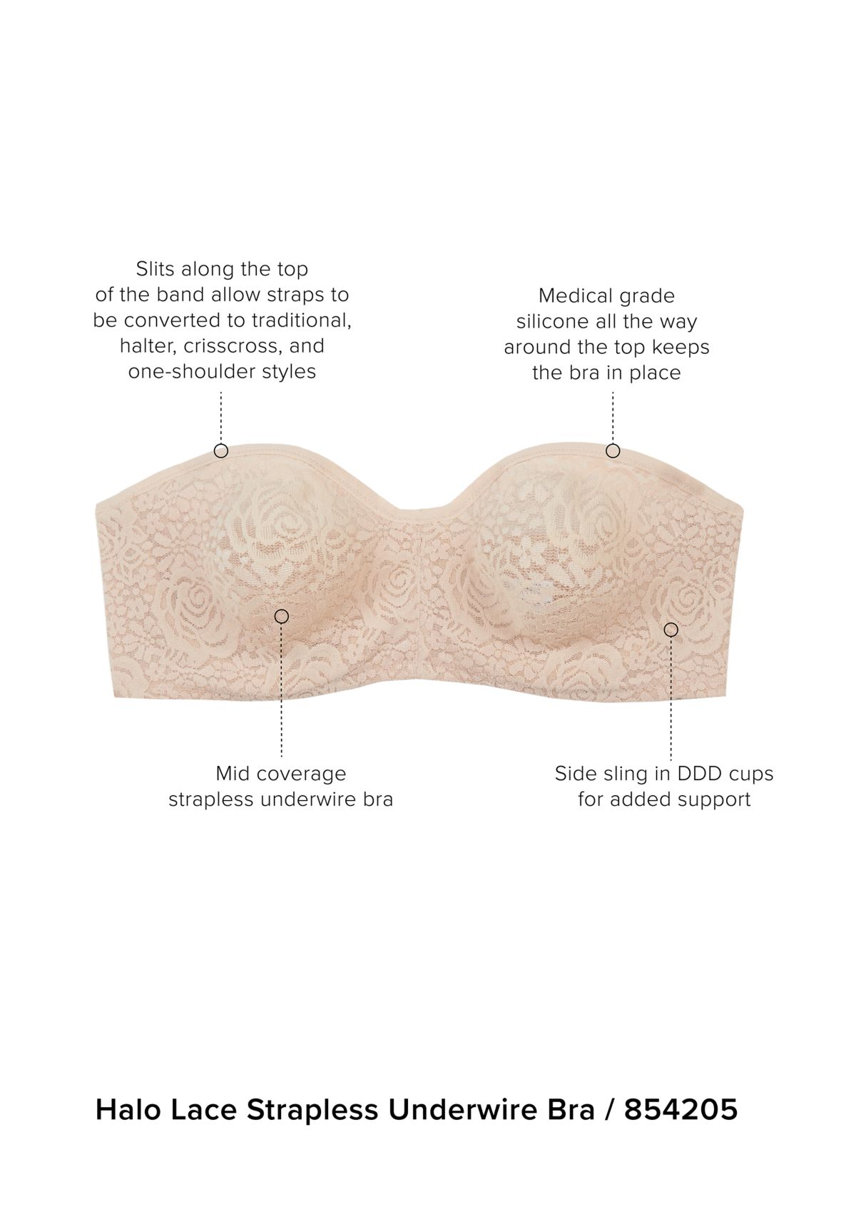 Halo Lace Strapless Bra - 854205