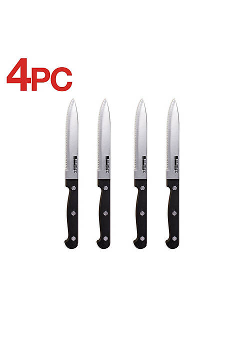 Ronco 4 Piece Steak Knife Set,Stainless-Steel Serrated Blades,