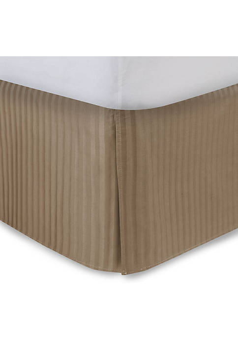 Tailored Bed Skirt, Sateen Striped Dust Ruffle with Split Corner, 14" Inch Drop