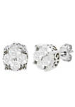 Lab Created .925 Sterling Silver 1/2 Cttw Cttw Prong Set Lab-Grown Round Diamond Cluster Stud Earring (F-G Color, SI1-SI2 Clarity)