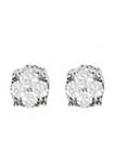 Lab Created .925 Sterling Silver 1/2 Cttw Cttw Prong Set Lab-Grown Round Diamond Cluster Stud Earring (F-G Color, SI1-SI2 Clarity)