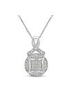 .925 Sterling Silver 1/3 cttw Diamond Ribbon and Circle Cluster 18" Pendant Necklace (I-J Color, I3 Clarity)