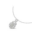 .925 Sterling Silver 1/3 cttw Diamond Ribbon and Circle Cluster 18" Pendant Necklace (I-J Color, I3 Clarity)