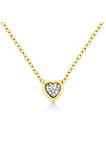10K Yellow Gold Plated .925 Sterling Silver 1/10 Cttw Miracle Set Round Diamond Heart Shape 18" Pendant Necklace (K-L Color, I2-I3 Clarity)