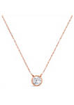 14K Rose Gold Plated .925 Sterling Silver 1/10 Cttw Round-Cut Diamond Bezel 18" Pendant Necklace (J-K Color, I1-I2 Clarity)