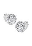 Lab Created .925 Sterling Silver 1ct TDW Lab-Grown Diamond Cluster Stud Earring (F-G, VS2-SI1)