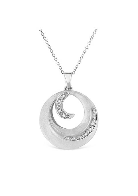 .925 Sterling Silver Pave-Set Diamond Accent Fashion Circle 18" Pendant Necklace (I-J Color, I1-I2 Clarity)