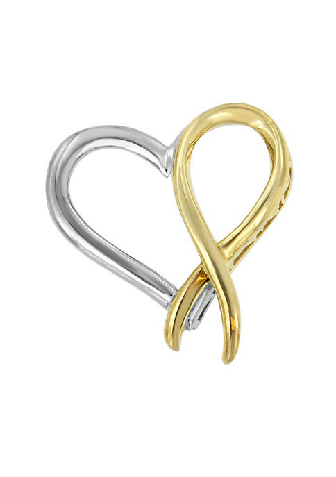Haus of Brilliance Two-tone Sterling Silver Heart-shaped Pendant