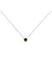 .925 Sterling Silver 1/5 Cttw Bezel Set Solitaire Treated Green Diamond  18" Pendant Necklace (Treated Green Color, I2-I3 Clarity)