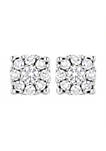 Lab Created .925 Sterling Silver 1/2ct TDW Lab-Grown Diamond Floral Cluster Stud Earring (F-G, VS2-SI1)