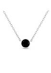 .925 Sterling Silver 1/3 Cttw Bezel-Set Treated Black Diamond Solitaire 18" Pendant Necklace (Black Color, I1-I2 Clarity)