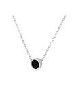 .925 Sterling Silver 1/3 Cttw Bezel-Set Treated Black Diamond Solitaire 18" Pendant Necklace (Black Color, I1-I2 Clarity)