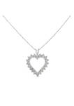 .925 Sterling Silver 1/4 Cttw Miracle Set Diamond Open Heart 18" Pendant Necklace (I-J Color, I3 Clarity)