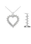 .925 Sterling Silver 1/4 Cttw Miracle Set Diamond Open Heart 18" Pendant Necklace (I-J Color, I3 Clarity)