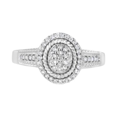 Haus Of Brilliance .925 Sterling Silver 1/3 Cttw Pave Set Round-Cut Diamond Braided Halo Cocktail Ring (I-J Color, I2-I3 Clarity)