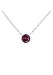 Lab Created .925 Sterling Silver Bezel Set 3.5mm Created Gemstone Solitaire 18" Pendant Necklace (Amethyst / Ruby)