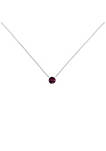 Lab Created .925 Sterling Silver Bezel Set 3.5mm Created Gemstone Solitaire 18" Pendant Necklace (Amethyst / Ruby)