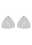 14K White Gold 1/2 cttw Trillion Shaped Diamond Stud Earrings (H-I Clarity, SI2-I1 Color)
