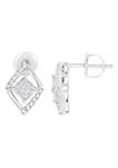 10K White Gold 1/3 cttw Princess-cut Diamond Double Triangle Composite Stud Earrings (H-I Color, SI1-SI2 Clarity)