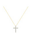 10K Yellow Gold Plated .925 Sterling Silver 1 cttw Prong Set Diamond Cross 18" Pendant Necklace (J-K Color, I1-I2 Clarity)