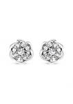 10K White Gold 1/2 Cttw Diamond Floral Cluster Swirl Stud Earrings (H-I Color, I1-I2 Clarity)