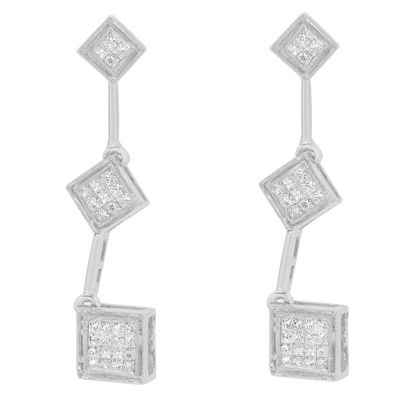 Haus Of Brilliance 14K White Gold 5/8 Cttw Princess Cut Diamond Earrings (H-I, Si1-Si2)