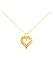 14K Yellow Gold Plated .925 Sterling Silver Brilliant-Cut Diamond Open Heart 18" Pendant Necklace (K-L Color, I1-I2 Clarity)
