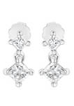 14K White Gold 3/4 cttw Double Diamond Princess-Cut Stud Earrings (I-J Clarity, I2-I3 Color)