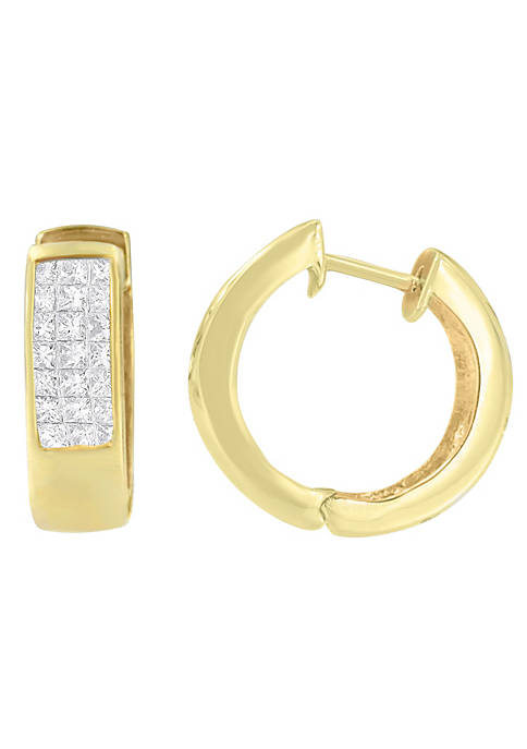 14K Yellow Gold 1/3 cttw Diamond Hoop Earrings (H-I, VS1-VS2)