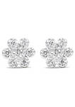 .925 Sterling Silver 1/4 Cttw Diamond Floral Cluster Stud Earring (I-J Color, I2-I3 Clarity)