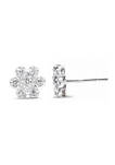 .925 Sterling Silver 1/4 Cttw Diamond Floral Cluster Stud Earring (I-J Color, I2-I3 Clarity)