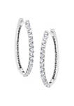 14K White Gold 2.0 Cttw Round Brilliant Cut Diamond Oblong Hinged Leverback Hoop Earrings (I-J Color, I1-I2 Clarity)