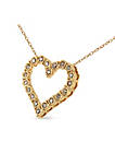 10K Yellow Gold Flashed .925 Sterling Silver 1/2 Cttw Champagne Diamond Miracle Plate Heart Pendant Necklace (K-L Color, I1-I2 Clarity) - 18"