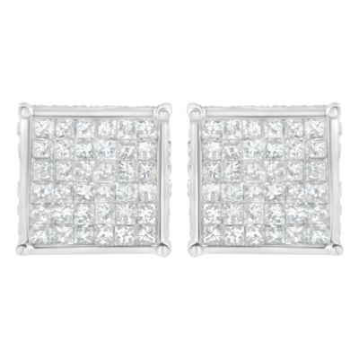 Haus Of Brilliance 10K White Gold 2Ct Tdw Princess-Cut Composite Diamond Stud Earring (I-J ,i2-I3) -  633503175212
