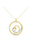 10K Yellow Gold 1/6 cttw Diamond Heart Circle Pendant Necklace (I-J, I1-I2)