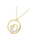 10K Yellow Gold 1/6 cttw Diamond Heart Circle Pendant Necklace (I-J, I1-I2)