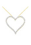 10k Yellow Gold Plated .925 Sterling Silver 3.0 cttw Round-Cut Diamond Open Heart Pendant Necklace (J-K Color, I1-I2 Clarity) - 18"