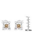 .925 Sterling Silver 3/8 Cttw Princess-Cut Square Diamond Solitaire Miracle-Plate Stud Earrings (K-L Color, I1-I2 Clarity)