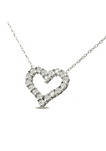 .925 Sterling Silver 1/2 Cttw Diamond Open Heart 18" Pendant Necklace (I-J Color, I2-I3 Clarity)