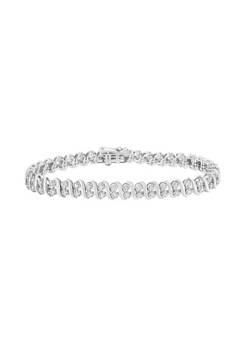.925 Sterling Silver 1 cttw Double Row Miracle-Set Diamond Tennis Bracelet (I-J Color, I3 Clarity) - Size 7.25"