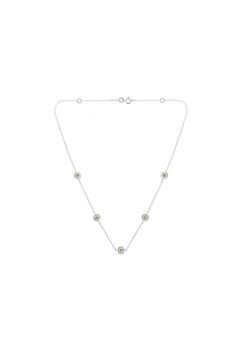 Haus of Brilliance Sterling Silver Diamond Station Necklace