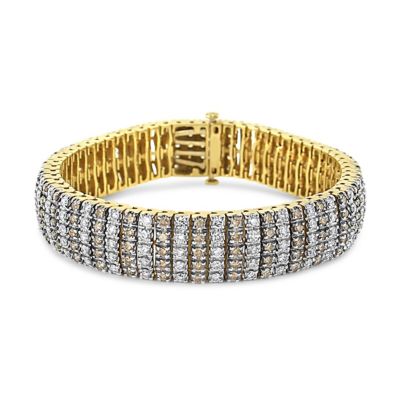 Haus Of Brilliance 10K Yellow Gold 10 Ctw 1/3 Cttw Alternating Coco Color And White Diamond 5 Row Tennis Bracelet (Brown/h-I Color, Si1-Si2 Clarity) -  633503170651