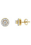 2 Micron Yellow Gold Plated Sterling Silver Diamond Stud Earring (1/2 cttw, J-K Color, I2-I3 Clarity)