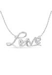 .925 Sterling Silver 1/4 Cttw Diamond Cursive "Love" 18" Pendant Necklace (H-I Color, I1-I2 Clarity)