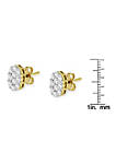 18K Yellow Gold 1 cttw Flower Diamond Stud Earrings (H-I, I1-I2)
